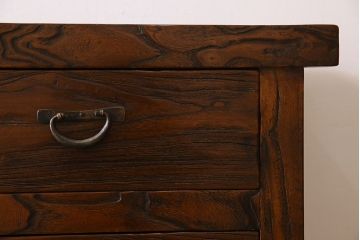 中古　民芸家具　楡材総無垢　重厚な佇まいが趣ある六尺水屋箪笥サイドボード(2)