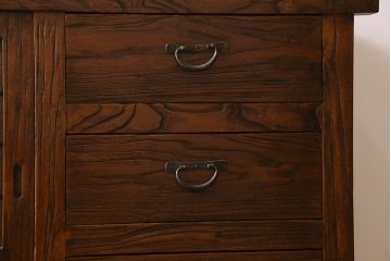 中古　民芸家具　楡材総無垢　重厚な佇まいが趣ある六尺水屋箪笥サイドボード(2)