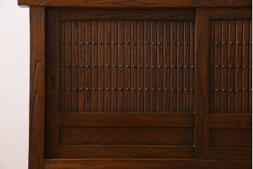 中古　民芸家具　楡材総無垢　重厚な佇まいが趣ある六尺水屋箪笥サイドボード(2)