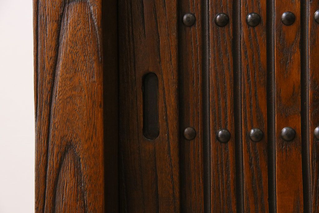 中古　民芸家具　楡材総無垢　重厚な佇まいが趣ある六尺水屋箪笥サイドボード(2)