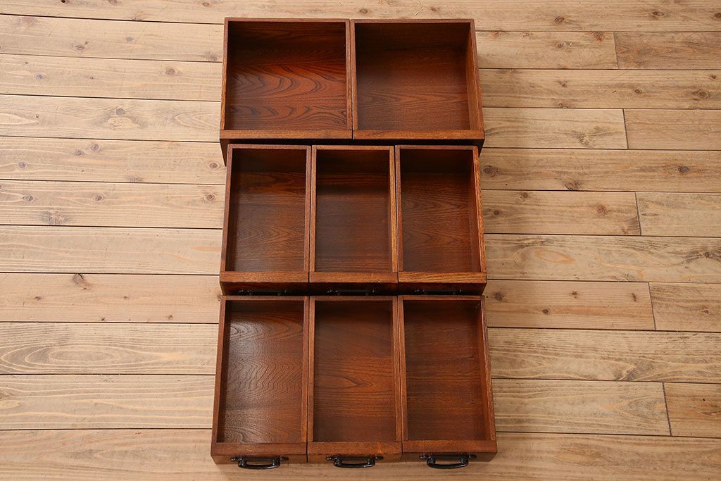 中古　民芸家具　楡材総無垢　重厚な佇まいが趣ある五尺水屋箪笥サイドボード(2)