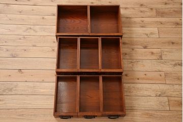 中古　民芸家具　楡材総無垢　重厚な佇まいが趣ある五尺水屋箪笥サイドボード(2)