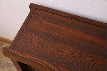 中古　民芸家具　楡材総無垢　重厚な佇まいが趣ある五尺水屋箪笥サイドボード(2)