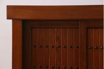 中古　民芸家具　楡材総無垢　重厚な佇まいが趣ある五尺水屋箪笥サイドボード(2)