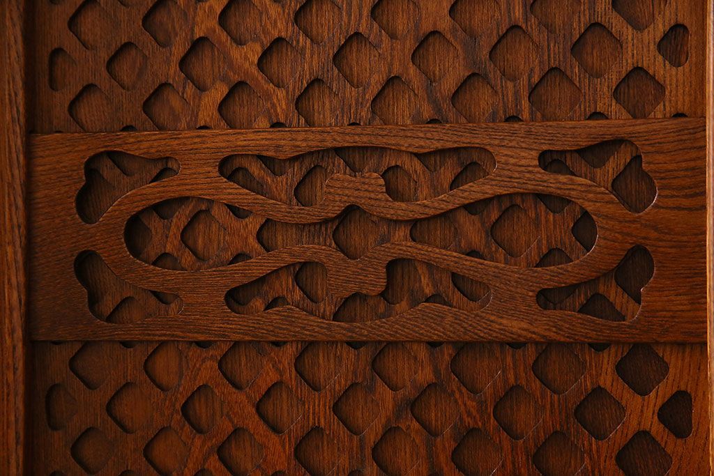 中古　民芸家具　楡材総無垢　重厚な佇まいが趣ある五尺水屋箪笥サイドボード(2)