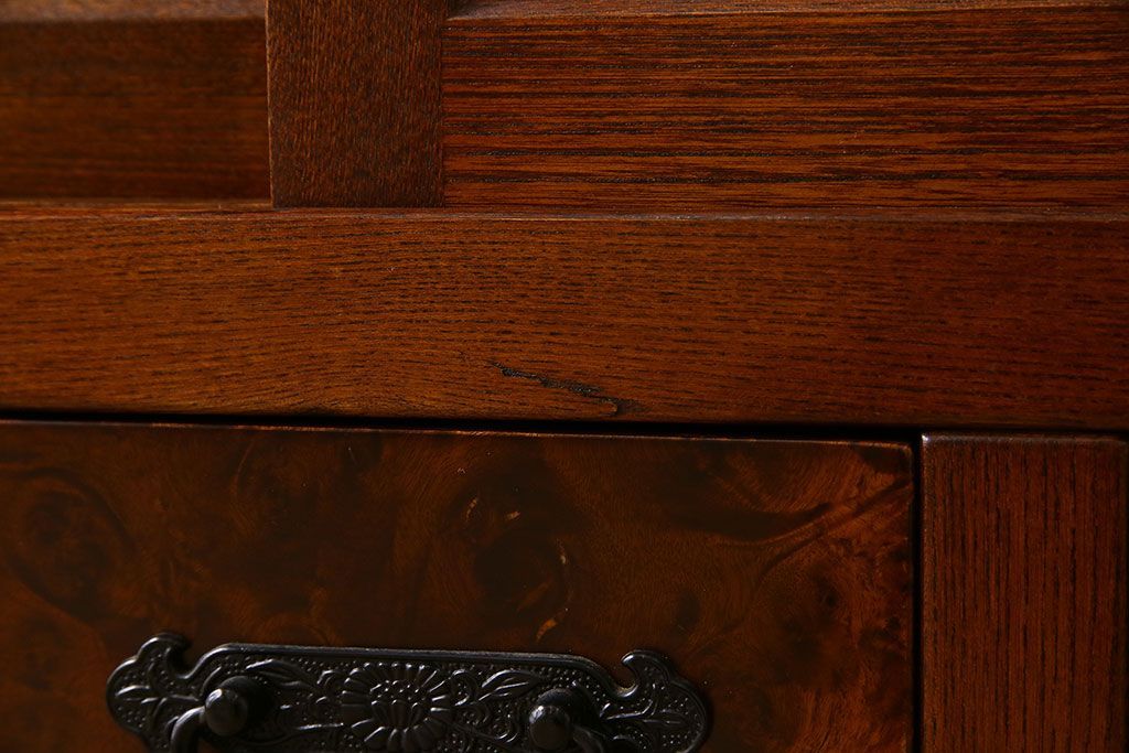 中古　民芸家具　楡材総無垢　重厚な佇まいが趣ある五尺水屋箪笥サイドボード(2)