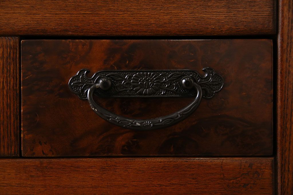 中古　民芸家具　楡材総無垢　重厚な佇まいが趣ある五尺水屋箪笥サイドボード(2)