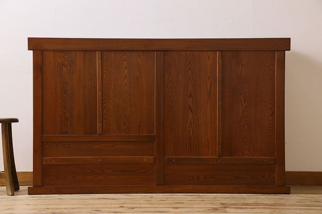 中古　民芸家具　楡材総無垢　重厚な佇まいが趣ある五尺水屋箪笥サイドボード(2)