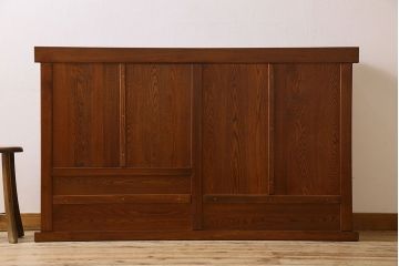 中古　民芸家具　楡材総無垢　重厚な佇まいが趣ある五尺水屋箪笥サイドボード(2)