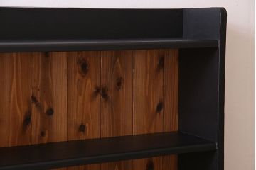 アンティーク家具　アンティーク　パタパタ扉付き!ナラ材製の気泡ガラス入りペイント本棚(マガジンラック)(1)
