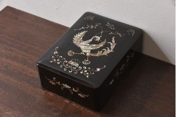 アンティーク雑貨　和製アンティーク　大正期　螺鈿文箱(木箱・小箱・収納箱)