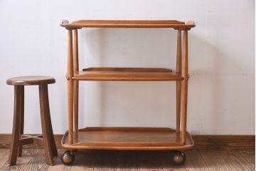 ヴィンテージ家具　ERCOL(アーコール)　イギリスビンテージ　トロリーキャスターワゴン(キッチンワゴン)(2)