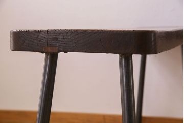 【K様ご成約済み・ご決済用】和製アンティーク　古材リメイク　シンプルデザインのL字型鉄脚ベンチ