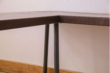 【K様ご成約済み・ご決済用】和製アンティーク　古材リメイク　シンプルデザインのL字型鉄脚ベンチ