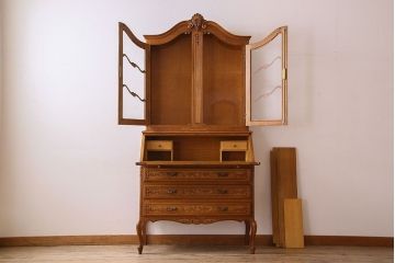 ヴィンテージ家具　オーク材　フランスビンテージ　ビューローブックケース