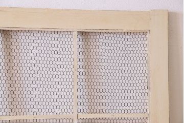 アンティークペイント建具　金網　シャビーなグリアージュ戸1枚(引き戸、ドア、仕切り戸)(R-024776)