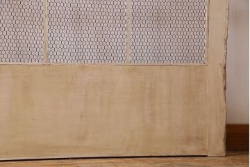 アンティークペイント建具　金網　シャビーなグリアージュ戸1枚(引き戸、ドア、仕切り戸)(R-024776)