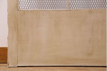 アンティークペイント建具　金網　シャビーなグリアージュ戸1枚(引き戸、ドア、仕切り戸)(R-024776)