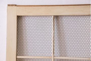 アンティークペイント建具　金網　シャビーなグリアージュ戸1枚(引き戸、ドア、仕切り戸)(R-024776)