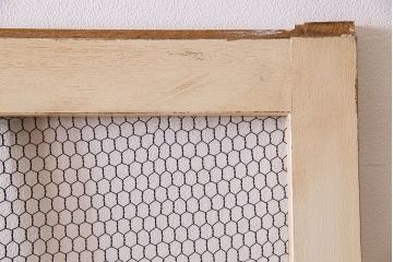 アンティークペイント建具　金網　シャビーなグリアージュ戸1枚(引き戸、ドア、仕切り戸)(R-024776)
