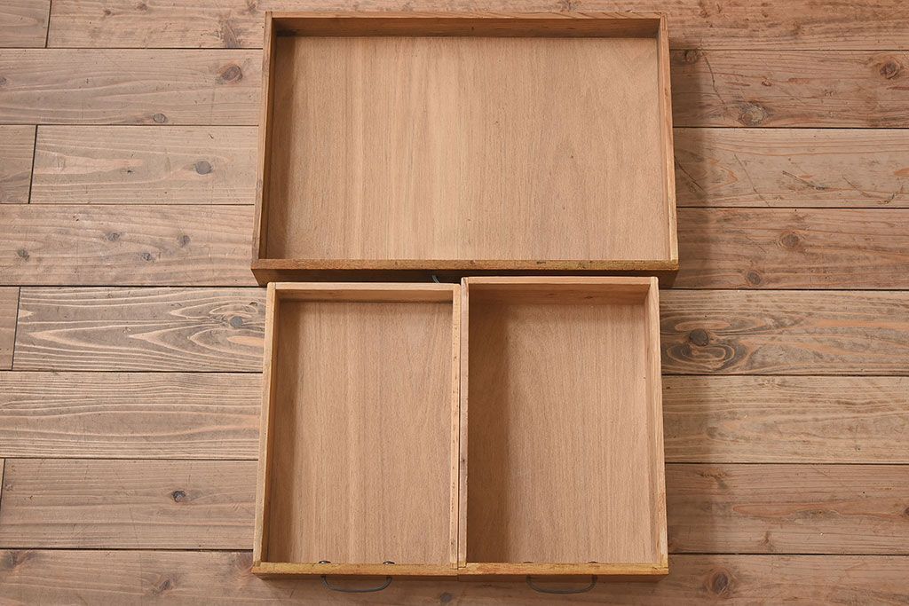 レトロ家具　和製アンティーク　モールガラス入り扉付き!古い木製のレトロな片袖机(学習机・デスク)