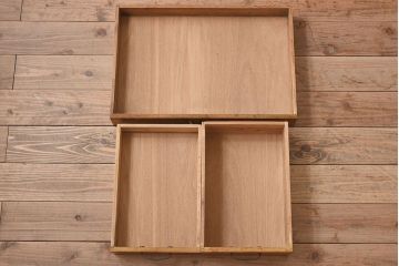 レトロ家具　和製アンティーク　モールガラス入り扉付き!古い木製のレトロな片袖机(学習机・デスク)