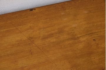 レトロ家具　和製アンティーク　モールガラス入り扉付き!古い木製のレトロな片袖机(学習机・デスク)