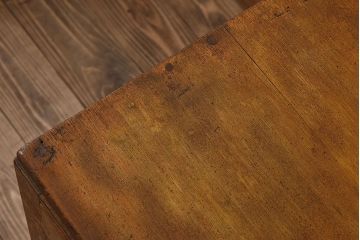 レトロ家具　和製アンティーク　モールガラス入り扉付き!古い木製のレトロな片袖机(学習机・デスク)