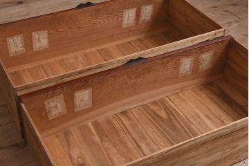 明治期　前面欅材製　極美品!漆が美しい衣装箪笥(二本松重ね箪笥)