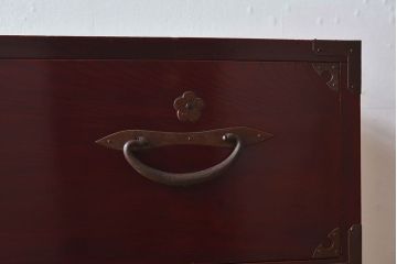 明治期　前面欅材製　極美品!漆が美しい衣装箪笥(二本松重ね箪笥)