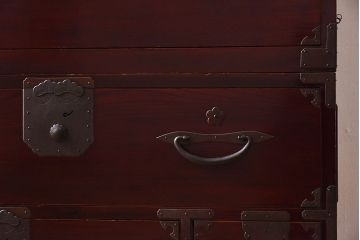 明治期　前面欅材製　極美品!漆が美しい衣装箪笥(二本松重ね箪笥)