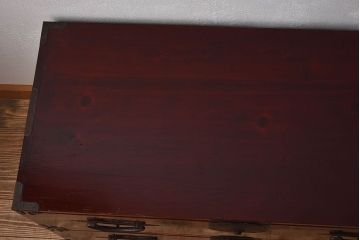明治期　前面欅材製　極美品!漆が美しい衣装箪笥(二本松重ね箪笥)