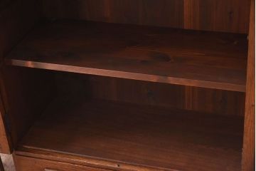 アンティーク家具　結霜ガラス入り　栓材　和製アンティークの本箱(本棚・収納棚・戸棚)