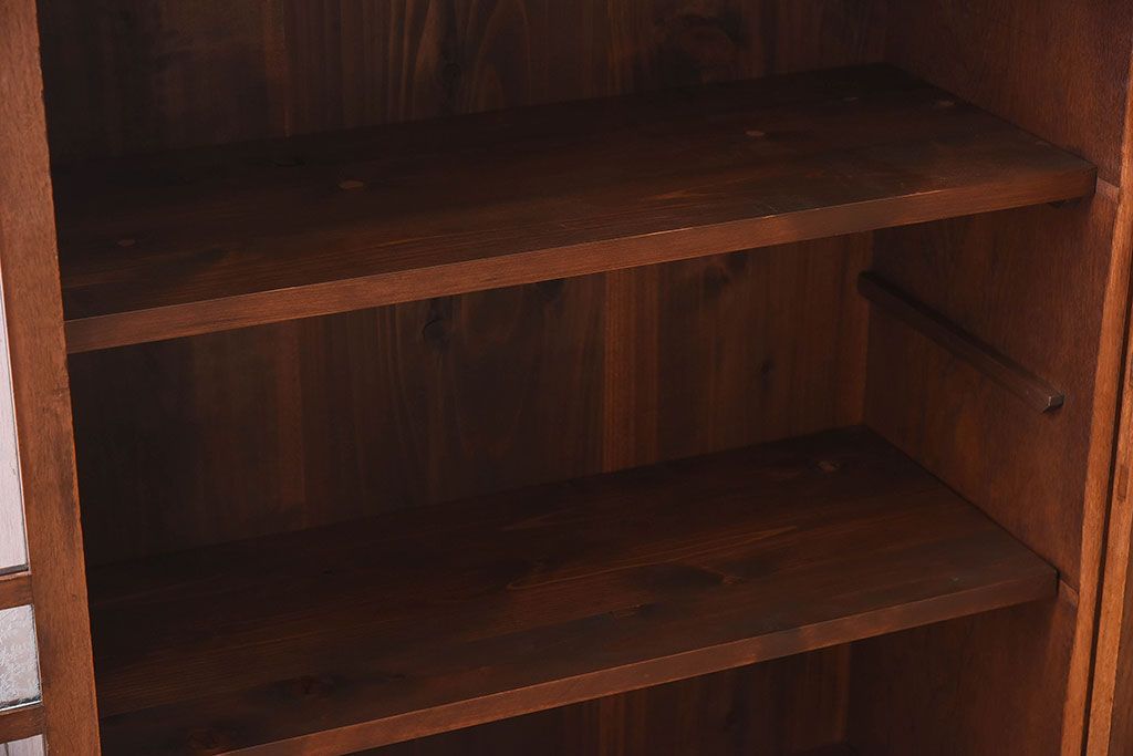 アンティーク家具　結霜ガラス入り　栓材　和製アンティークの本箱(本棚・収納棚・戸棚)