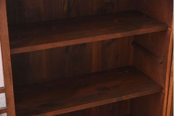 アンティーク家具　結霜ガラス入り　栓材　和製アンティークの本箱(本棚・収納棚・戸棚)