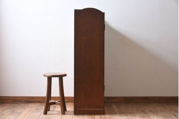 アンティーク家具　結霜ガラス入り　栓材　和製アンティークの本箱(本棚・収納棚・戸棚)