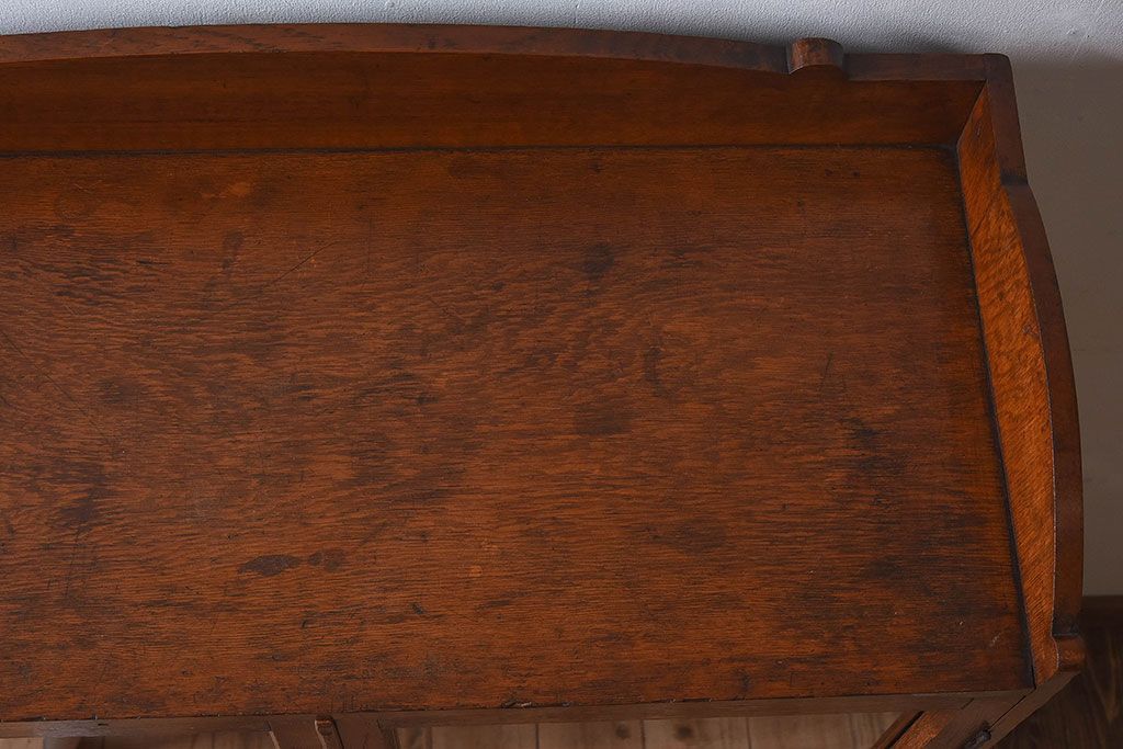 アンティーク家具　結霜ガラス入り　栓材　和製アンティークの本箱(本棚・収納棚・戸棚)