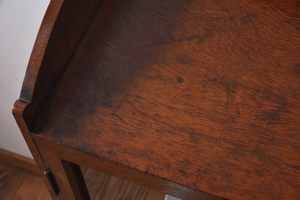 アンティーク家具　結霜ガラス入り　栓材　和製アンティークの本箱(本棚・収納棚・戸棚)