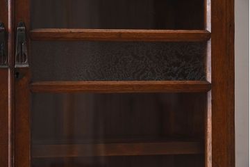 アンティーク家具　結霜ガラス入り　栓材　和製アンティークの本箱(本棚・収納棚・戸棚)