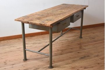 ヴィンテージ家具　フランスビンテージ　極厚インダストリアル(工業系)作業台
