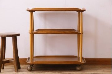 ヴィンテージ家具　ERCOL(アーコール)　イギリスビンテージ　トロリーキャスターワゴン(キッチンワゴン)(3)