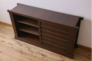 アンティーク家具　古民具・骨董　五尺　横桟引き戸の水屋箪笥サイドボード(テレビボード)