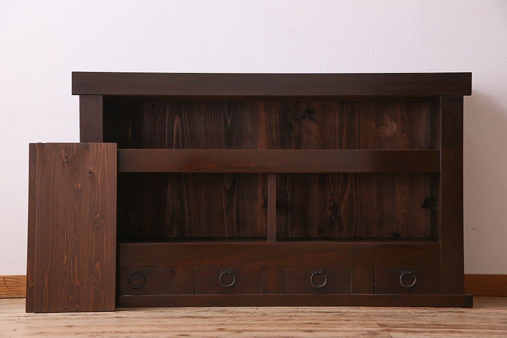 アンティーク家具　古民具・骨董　五尺 透かし彫りが雅な水屋箪笥サイドボード(テレビボード)