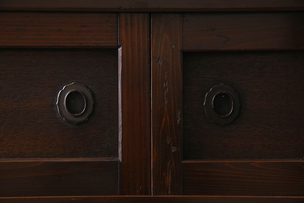 アンティーク家具　古民具・骨董　五尺 透かし彫りが雅な水屋箪笥サイドボード(テレビボード)