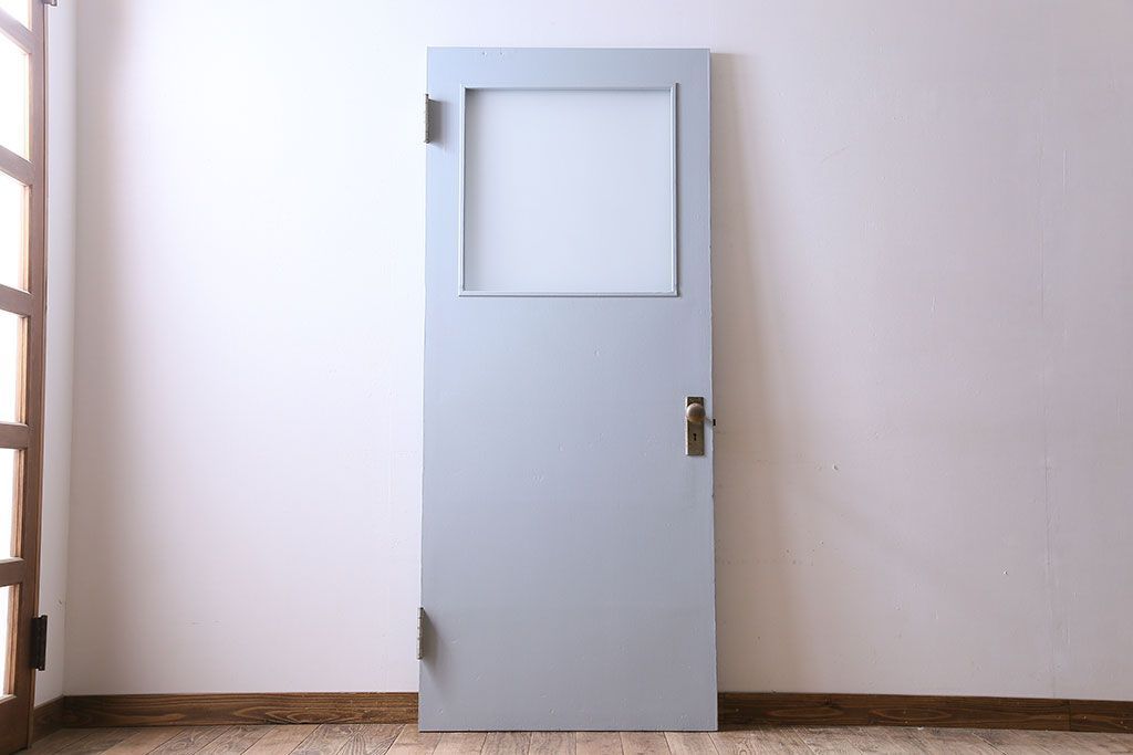 昭和レトロ　すりガラス入り!ペイントが可愛らしいペイントドア(扉)