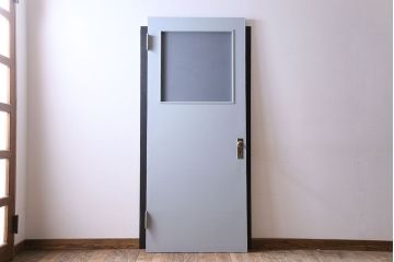 昭和レトロ　すりガラス入り!ペイントが可愛らしいペイントドア(扉)