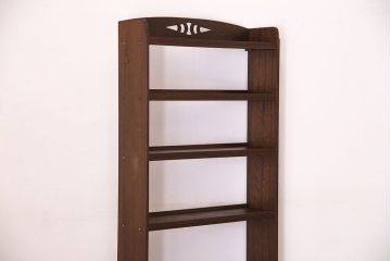 レトロ家具　昭和レトロ　透かし彫り　古い木製の縦型アンティーク本棚(2)