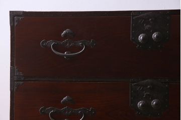 アンティーク家具　和製アンティーク　前面ケヤキ材　重ね二本松箪笥