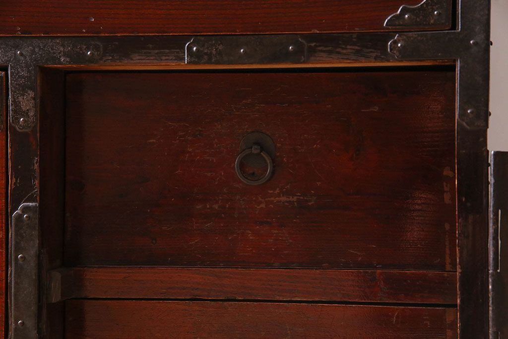 アンティーク家具　和製アンティーク　前面ケヤキ材　重ね二本松箪笥