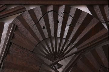 アンティーク雑貨　【展示品】ヒノキ・ケヤキ材　和製アンティーク　扇透かし欄間(1)